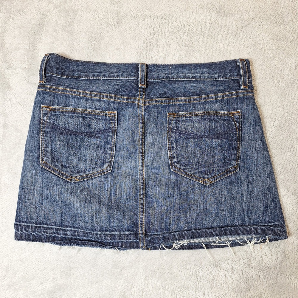 Gap 1969 Denim Mini Skirt Women's 25/0 Blue Button Fly Raw Hem Distressed Short - Picture 3 of 7